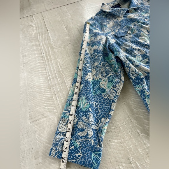 100% Linen Women’s Charter Club Blue, Aqua & White Floral Jacket size 2XL NWT - Picture 8 of 9